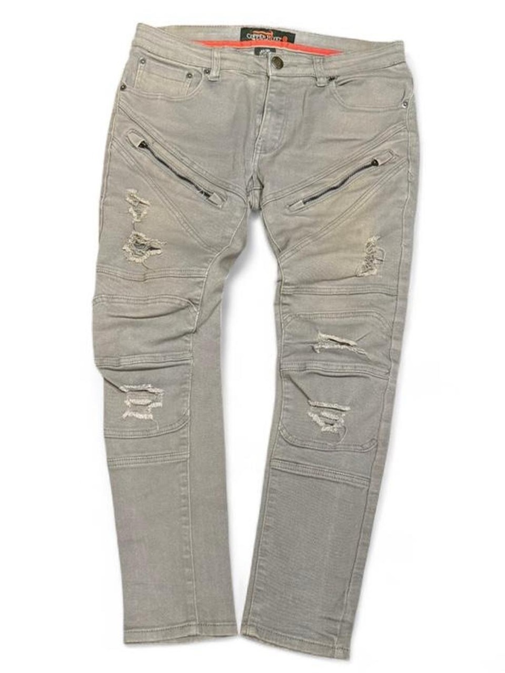 Y2K Copper Rivet Faded Moto Biker Skinny Jeans